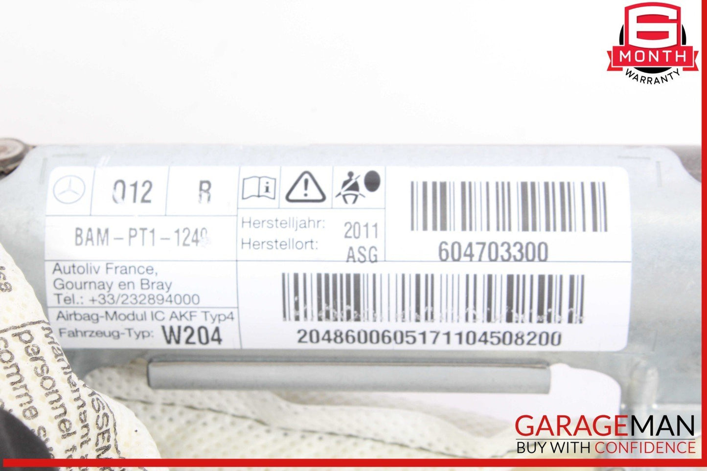 08-14 Mercedes W204 C300 C250 Right Side Roof Curtain Airbag Air Bag OEM
