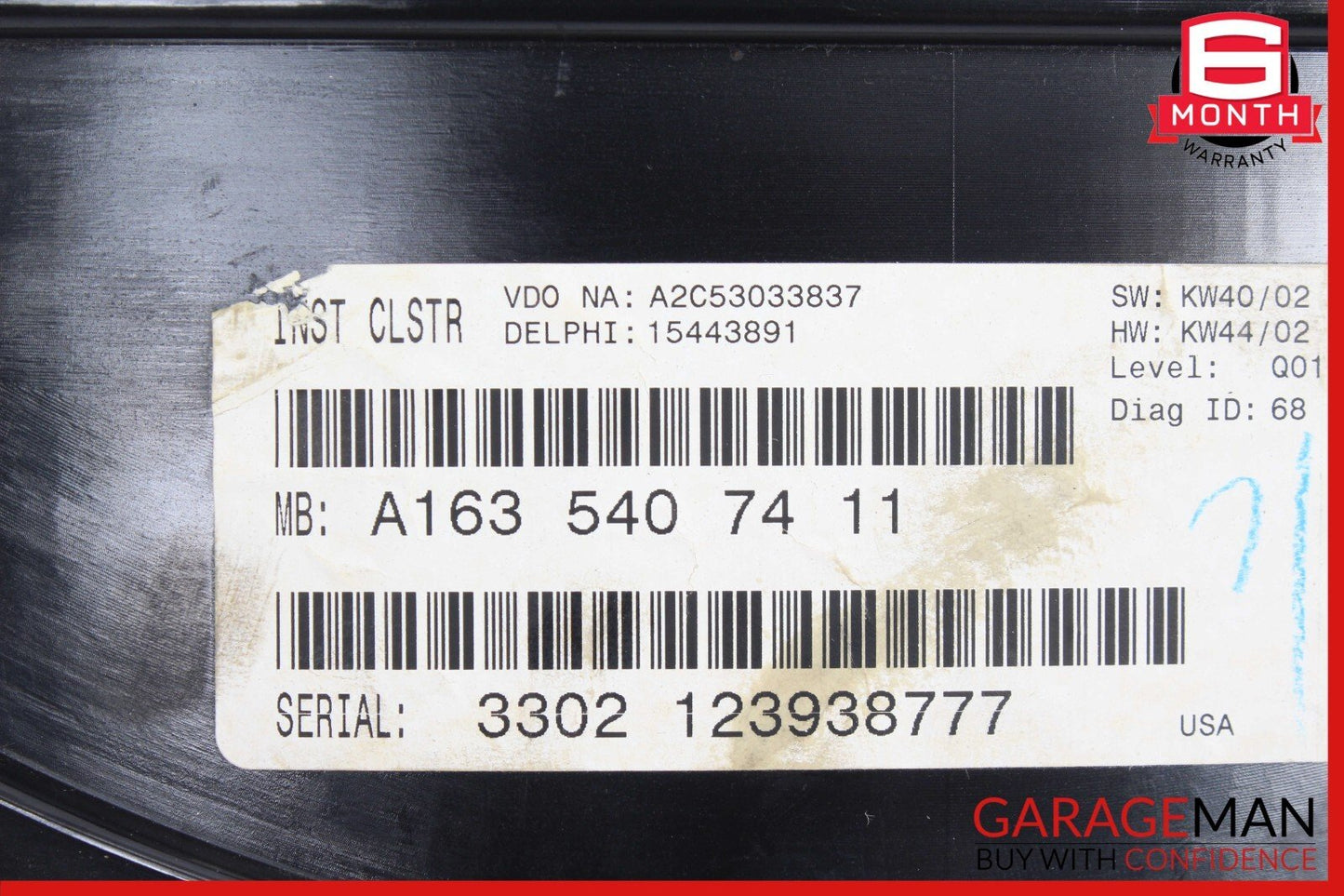 02-05 Mercedes W163 ML320 ML500 Speedometer Odometer Instrument Cluster Gauge