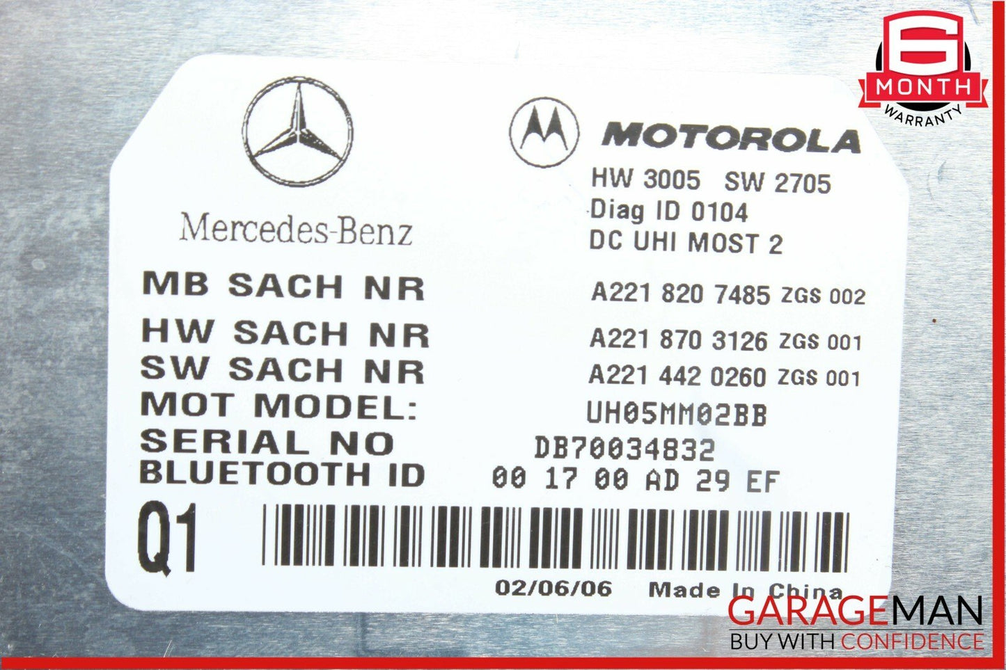 07-09 Mercedes W221 S550 CL550 Bluetooth Communication Controller Module Unit