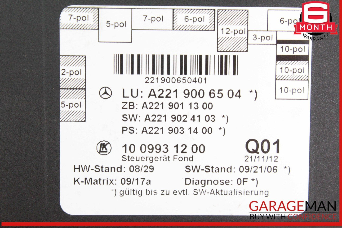 07-13 Mercedes W221 S550 Rear Right or Left Side Door Control Module Unit OEM