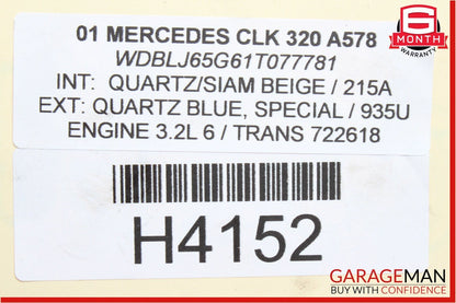 98-03 Mercedes W208 CLK320 Front Right Side Door Window Regulator w/o Motor