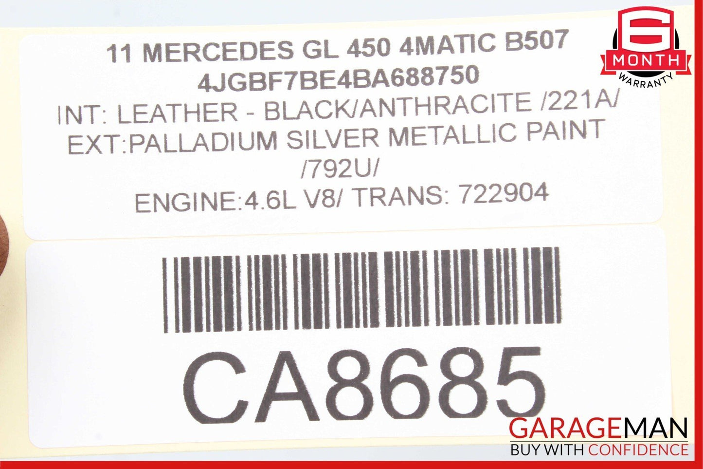 07-12 Mercedes X164 GL450 ML320 Front Right Side Sunvisor Sun Visor Shade OEM