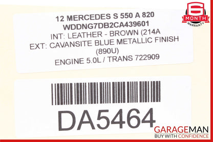 07-13 Mercedes W221 S400 S550 CL550 CL600 Rear View Back Up Cam Camera Assembly
