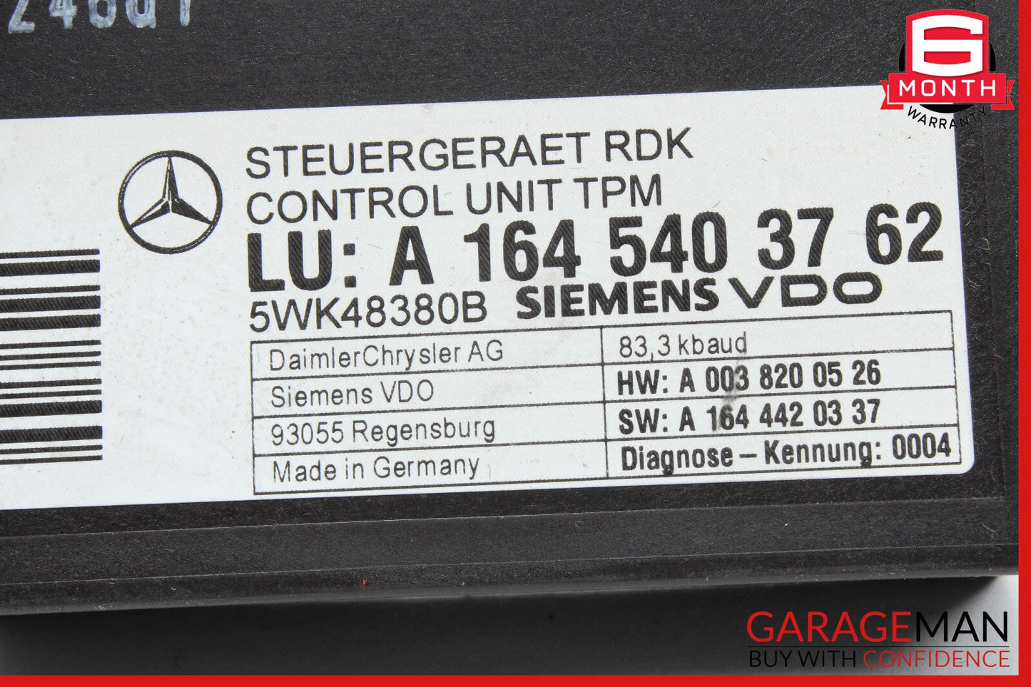 06-13 Mercedes W211 E350 CL550 R350 TPMS Tire Pressure Control 1645400762 OEM