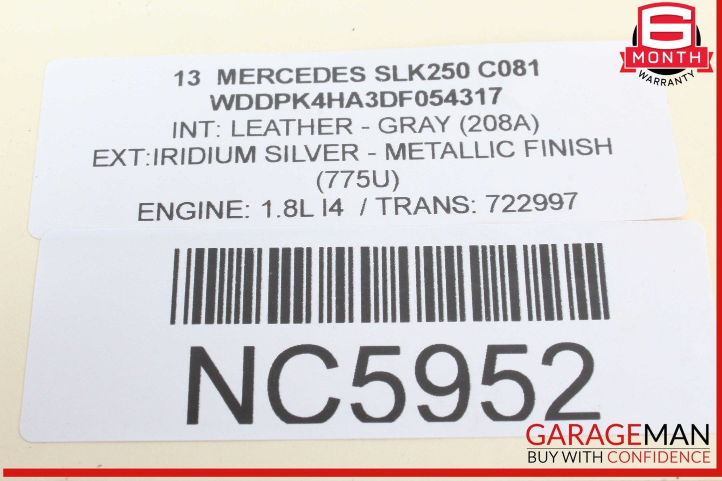 12-20 Mercedes R172 SLK250 Rear Left Convertible Trunk Lift Assist Cylinder