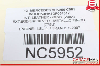 12-20 Mercedes R172 SLK250 Rear Left Convertible Trunk Lift Assist Cylinder