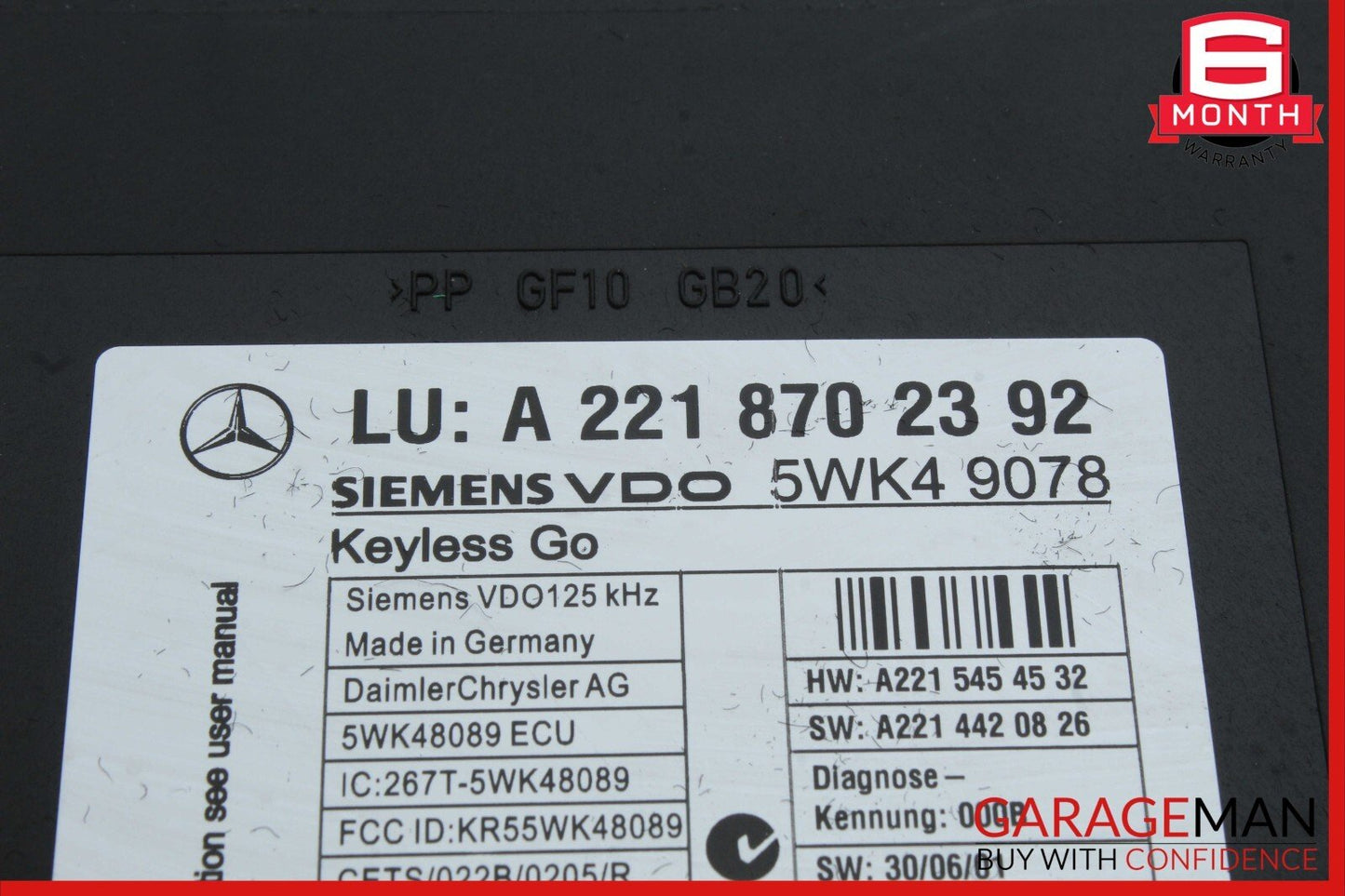 07-13 Mercedes W221 S550 CL550 Keyless Go Control Module Unit 2218702392 OEM