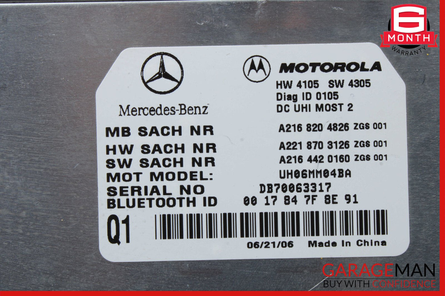 07-10 Mercedes W221 S550 CL550 Bluetooth Communication Module 2168206726 OEM