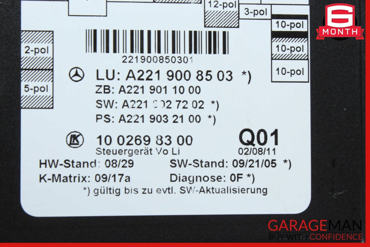 07-13 Mercedes W221 S55 AMG S400 Front Left Door Control Module 2219008503 OEM