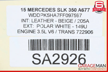 12-20 Mercedes R172 SLK350 E350 SLC43 Power Steering Pump Reservoir Assembly OEM