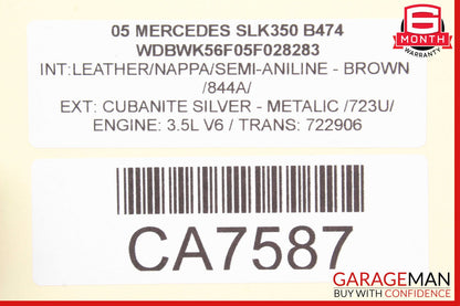 05-11 Mercedes R171 SLK350 Quarter Window Glass Rear Left Driver Side OEM