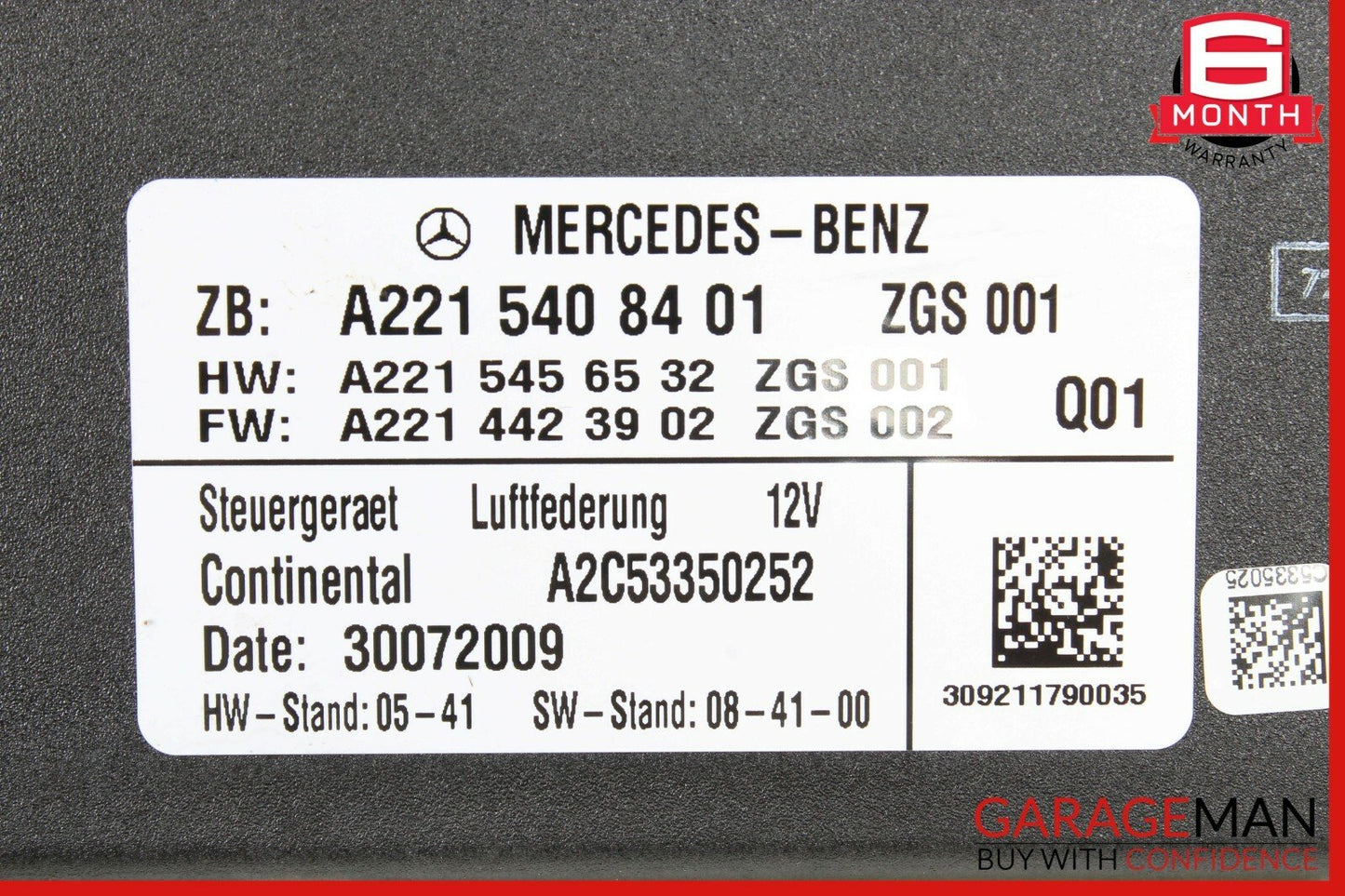 07-13 Mercedes W221 S400 CL550 Airmatic Air Suspension Control Module Q01 OEM