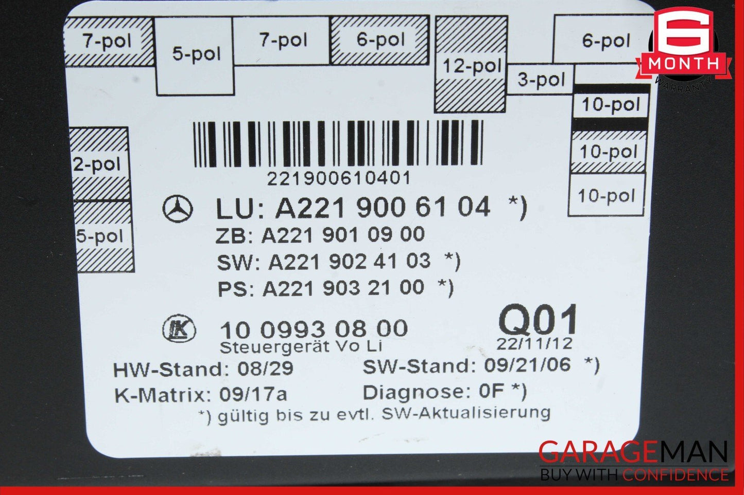 10-13 Mercedes W221 S550 S500 S63 AMG Front Left Side Door Control Module Unit