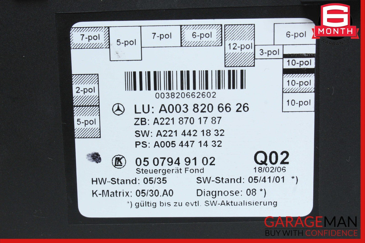 07-09 Mercedes W221 S550 S63 AMG Rear Right Side Door Controller Module OEM