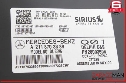 03-09 Mercedes W211 E350 ML350 Sirius Satellite Radio Receiver 2118703389 OEM