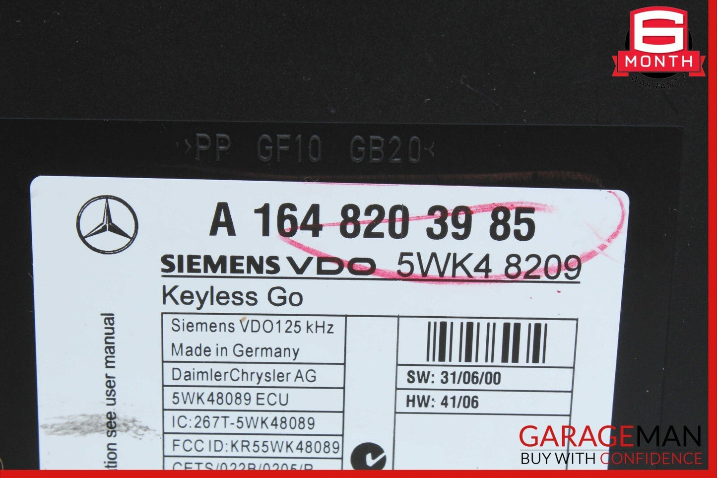 06-12 Mercedes X164 GL550 GL350 ML350 Keyless Go Control Module 1648203985 OEM