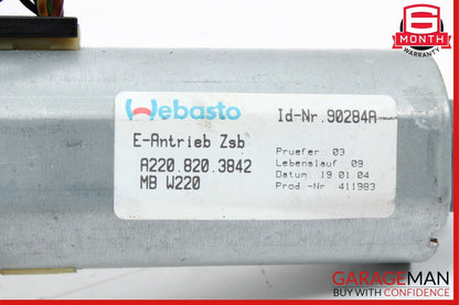 00-06 Mercedes W220 S430 S500 CL55 AMG Top Upper Sunroof Sun Roof Motor Unit