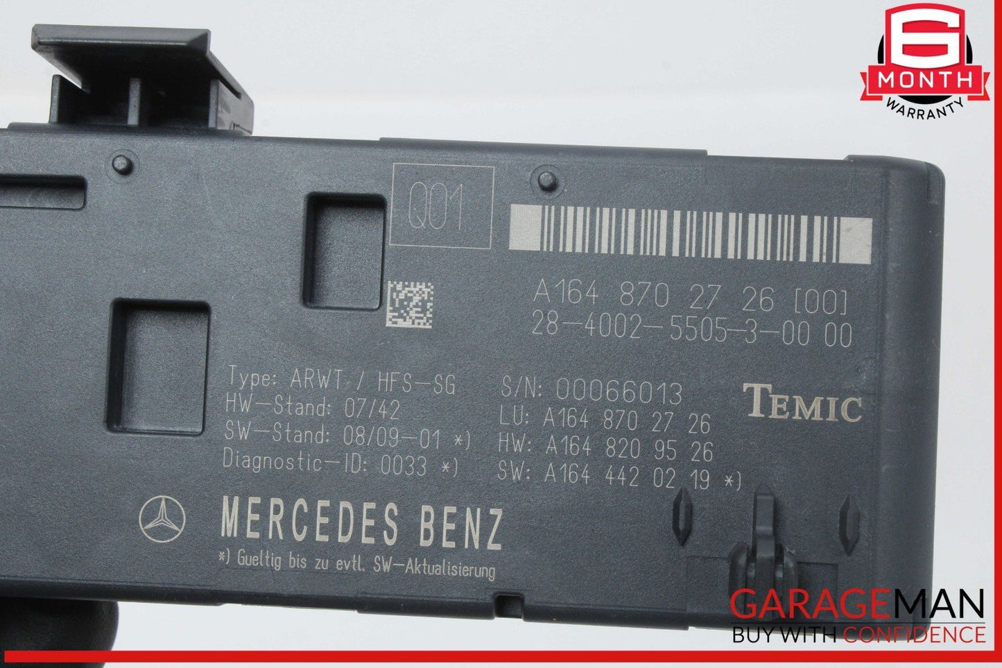 09-13 Mercedes W164 ML350 R350 Trunk Lid Liftgate Tail Gate Control Module OEM