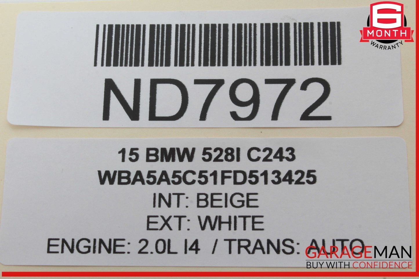 11-16 BMW 528i 535i 550i F10 Rear Left Driver Side Window Regulator Motor OEM