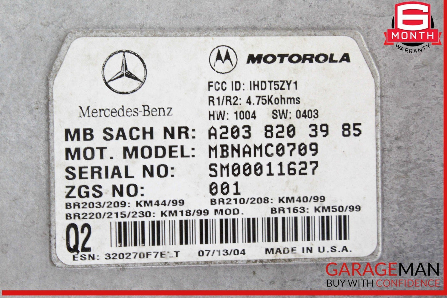 97-09 Mercedes W163 ML350 SL550 Voice Communication Control Module Unit OEM