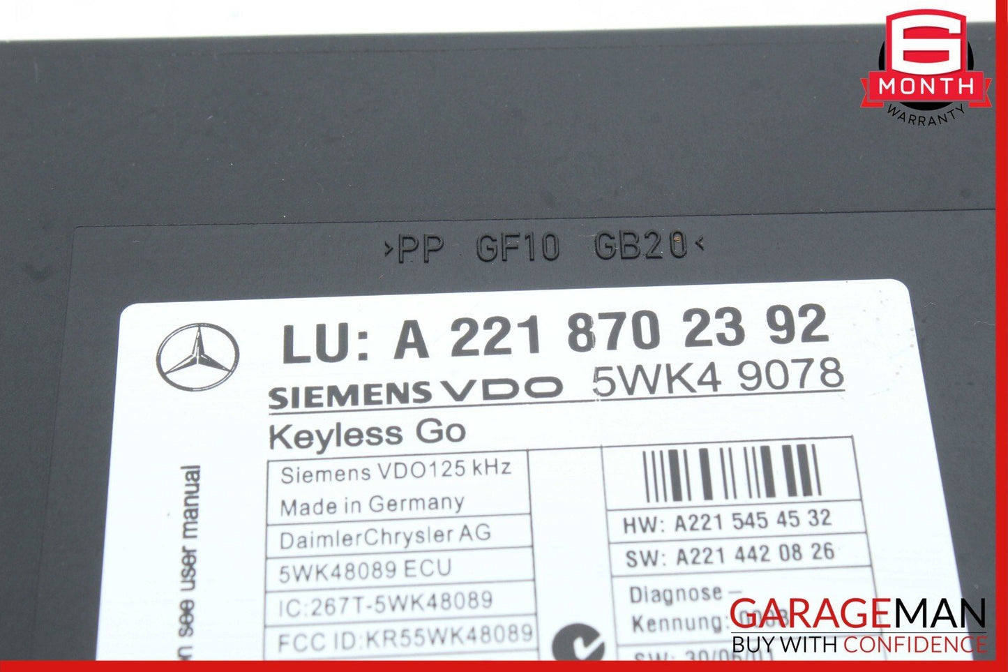 07-10 Mercedes W221 S600 S550 CL550 Keyless Go Control Module Unit