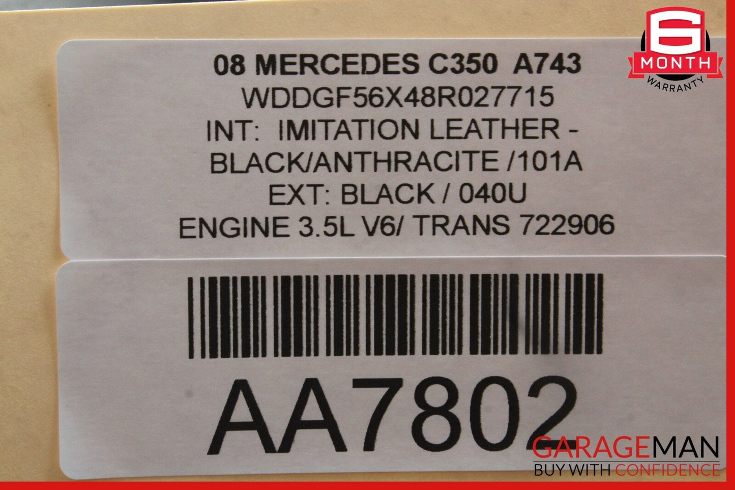 08-14 Mercedes W204 C350 Rear Left Driver Side Door Window Regulator Motor OEM