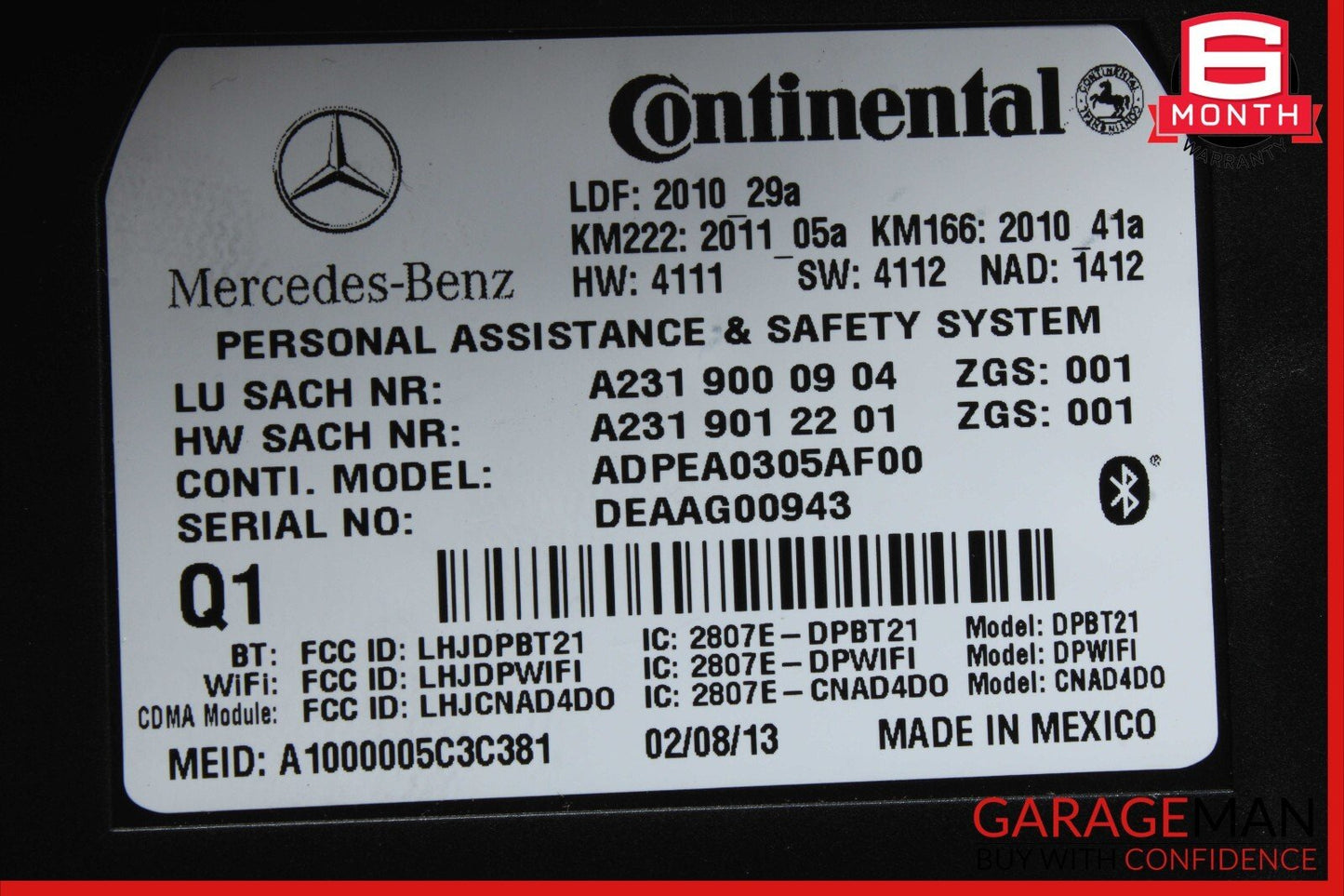 12-20 Mercedes GLK350 SL400 C250 Communication Control Module Unit