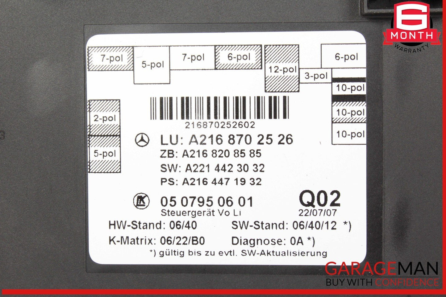 07-14 Mercedes W216 CL550 CL63 AMG Left Driver Side Door Control Module OEM