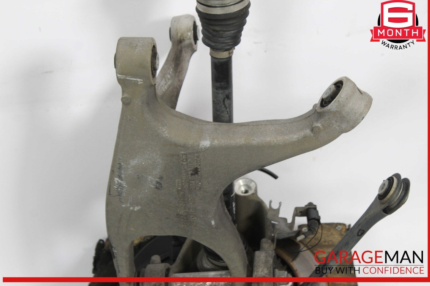 11-18 Audi A8 Rear Left Spindle Knuckle Wheel Hub w/ Control Arms & Shaft OEM