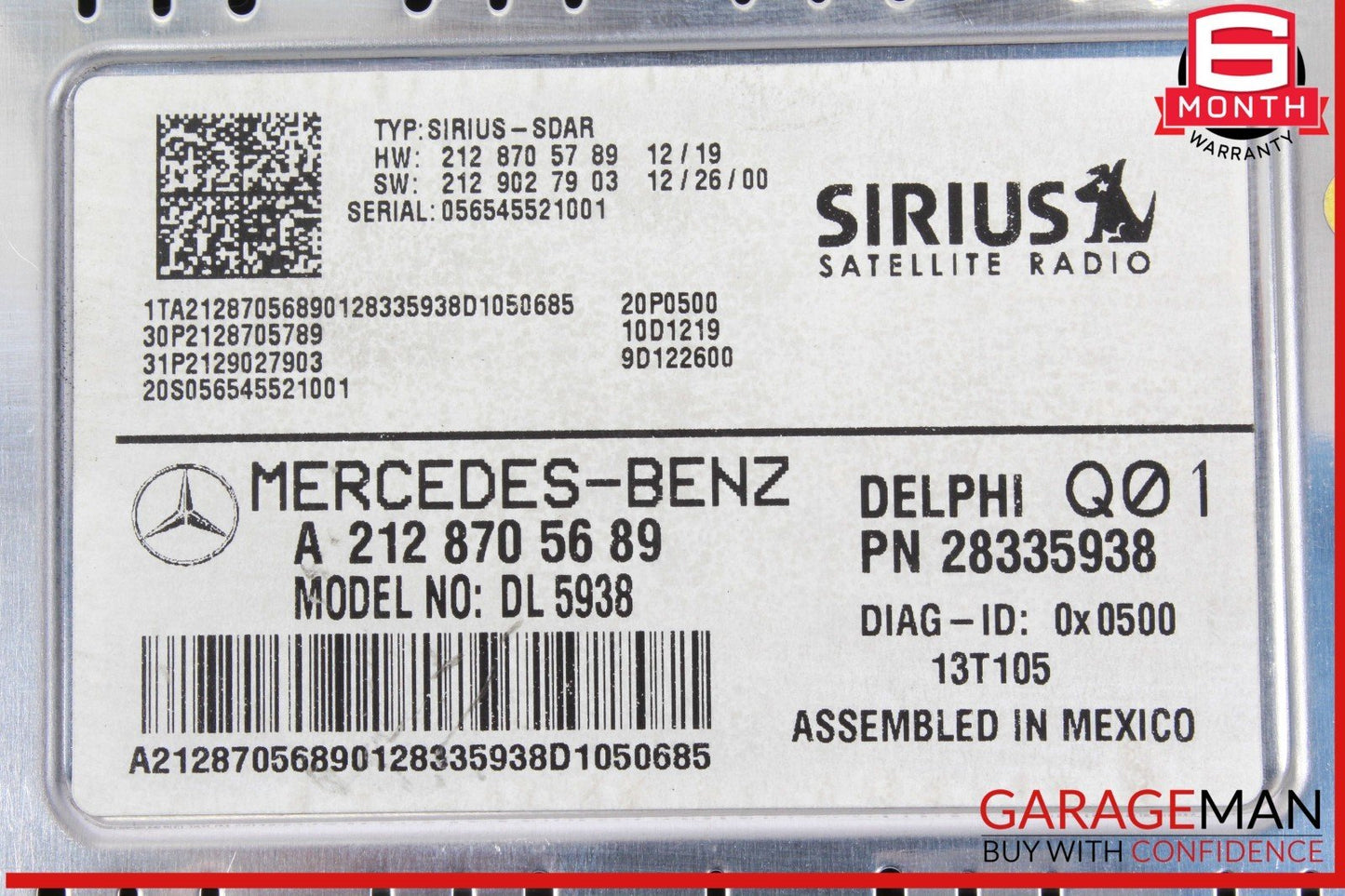 14-19 Mercedes W212 E350 Sirius Satellite Radio Receiver 2128705689 Genuine