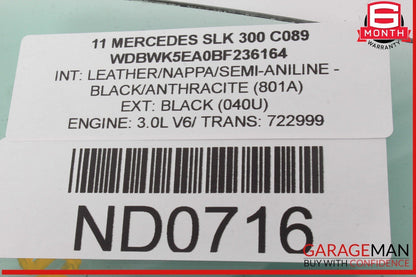 05-11 Mercedes R171 SLK300 Rear Left Side Door Quarter Window Glass OEM