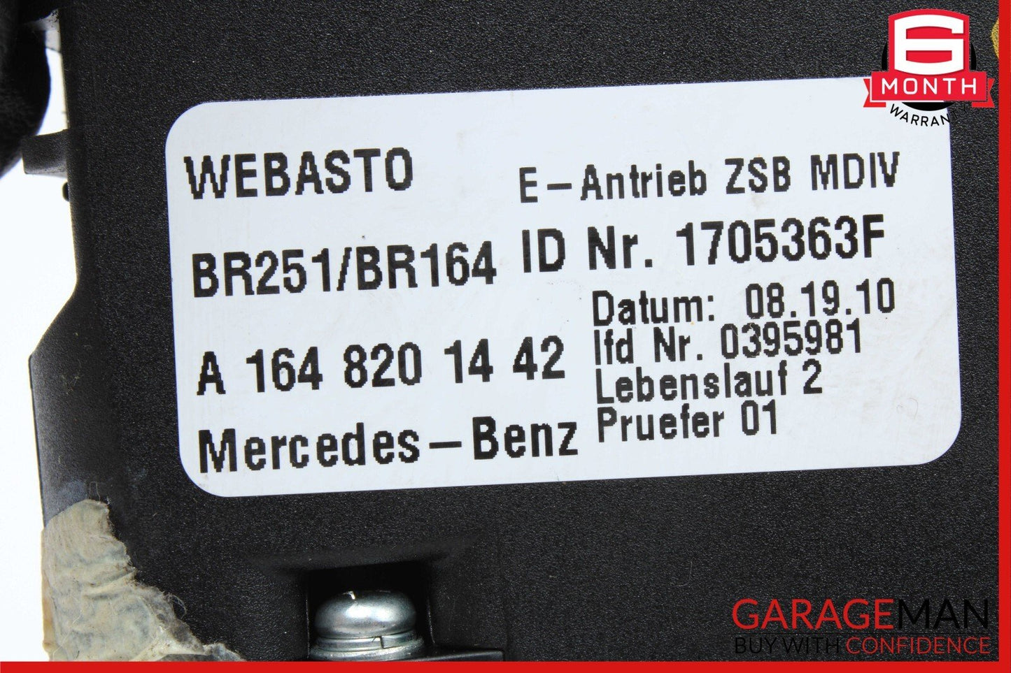 06-13 Mercedes W251 R350 GL450 ML350 Pano Panoramic Sunroof Sun Roof Motor Unit
