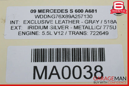07-10 Mercedes W216 CL600 S600 Battery Alternator Starter Cable 2215400935 OEM