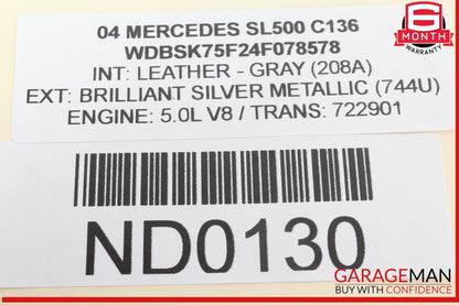 03-12 Mercedes R230 SL500 Convertible Left Main Top Drive Lift Cylinder OEM
