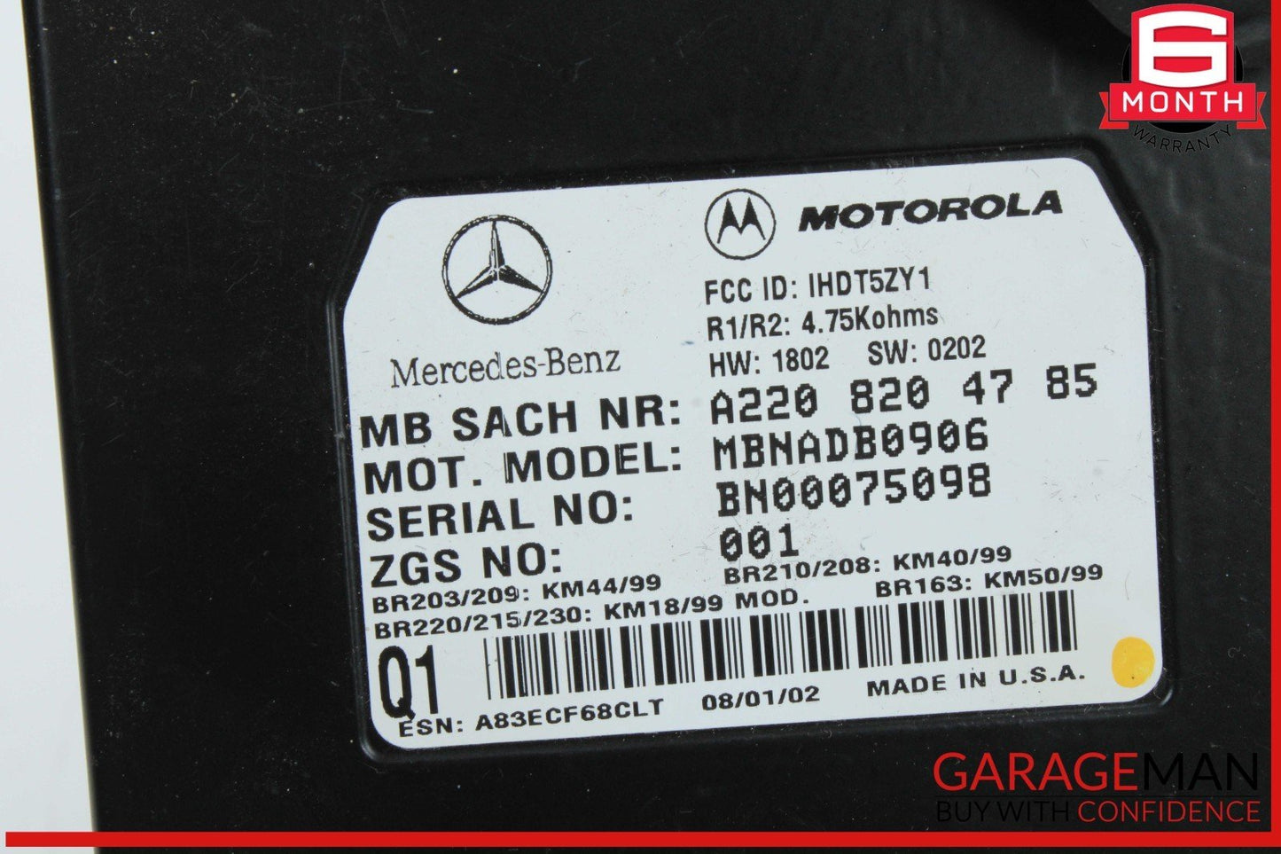 00-06 Mercedes R230 SL500 Voice Command Control Module 2038204085 OEM
