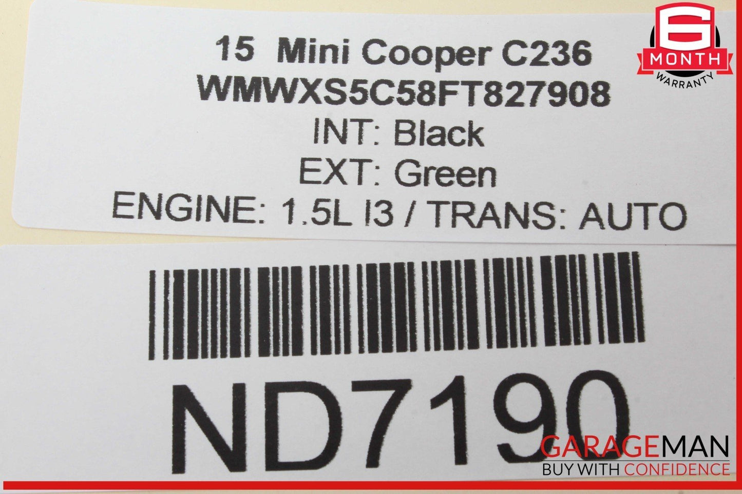 14-24 Mini Cooper Front Right Passenger Side Sunvisor Sun Visor Gray 7382108 OEM