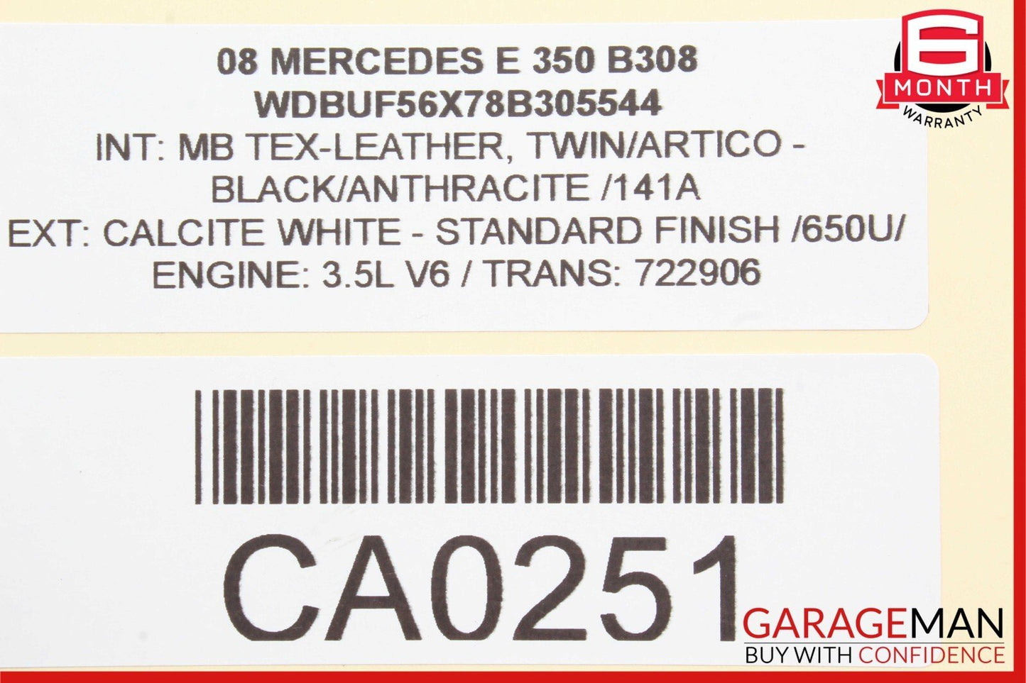 07-09 Mercedes W211 E350 Exterior Door Handle Rear Right Side White OEM