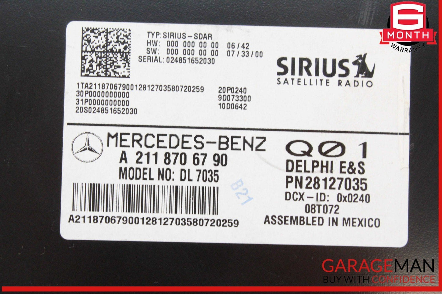 03-08 Mercedes-Benz GL400 Sirius Satellite Radio Receiver 2118706790 Genuine