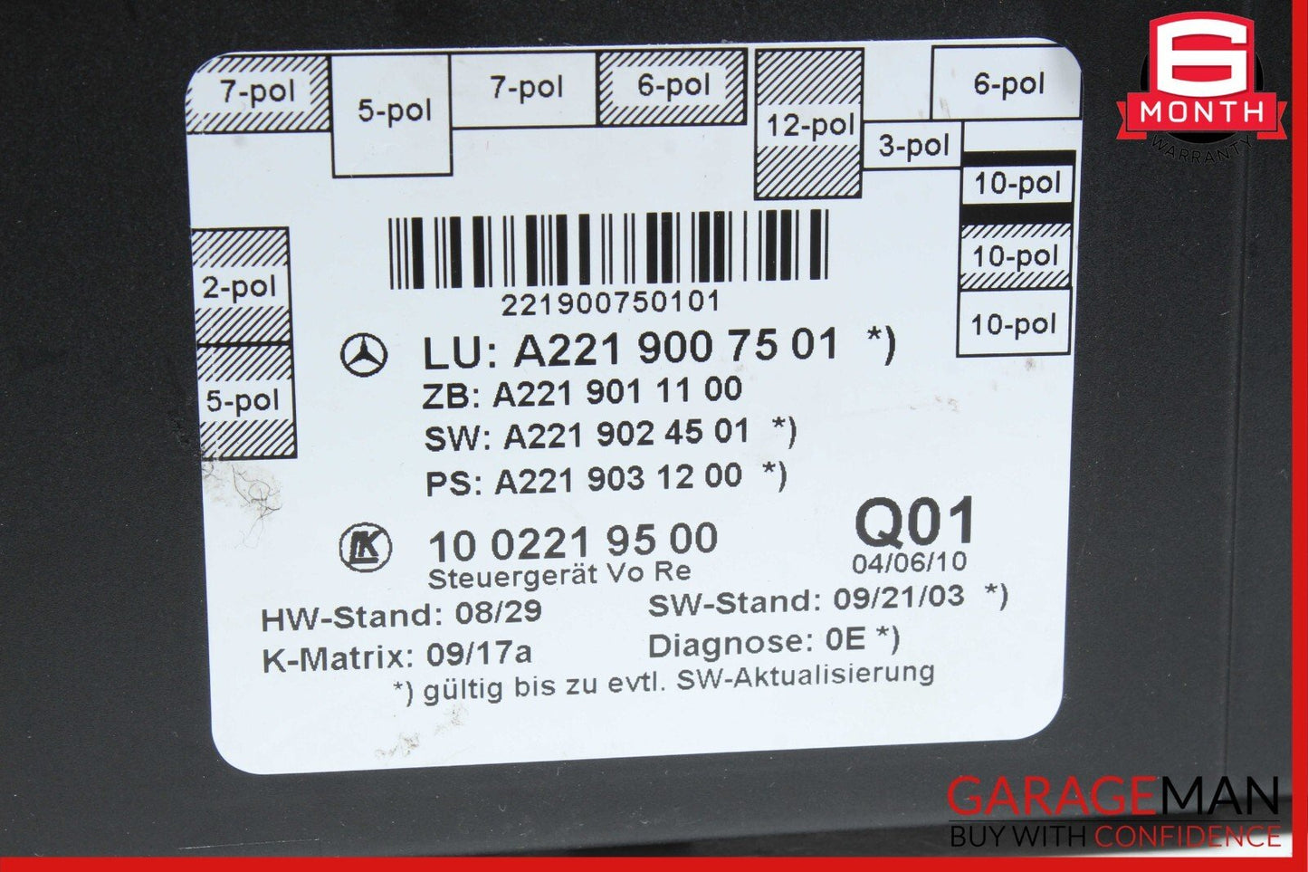 07-13 Mercedes W221 S550 S63 AMG Front Right Door Control Module 2219007501 OEM
