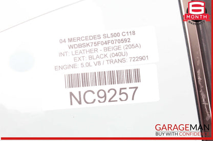 03-12 Mercedes R230 SL500 SL55 AMG Rear Right Side Quarter Window Glass OEM
