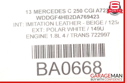 12-14 Mercedes W204 C250 Rear Center Middle Side Seat Headrest Head Rest Beige