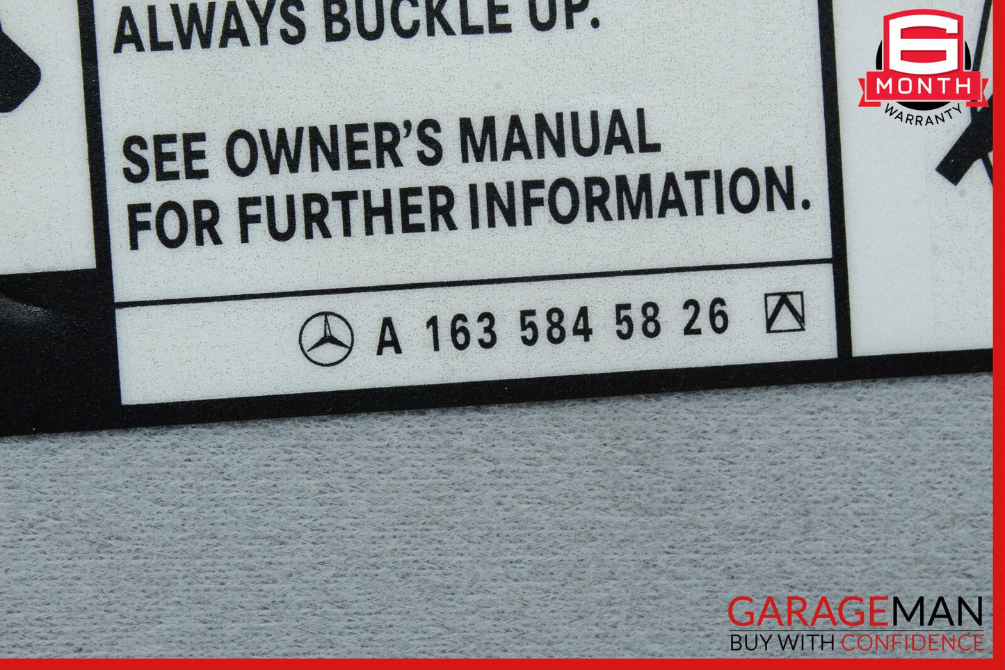 02-05 Mercedes W163 ML500 ML350 Left Driver Sunvisor Shade Cover Gray OEM