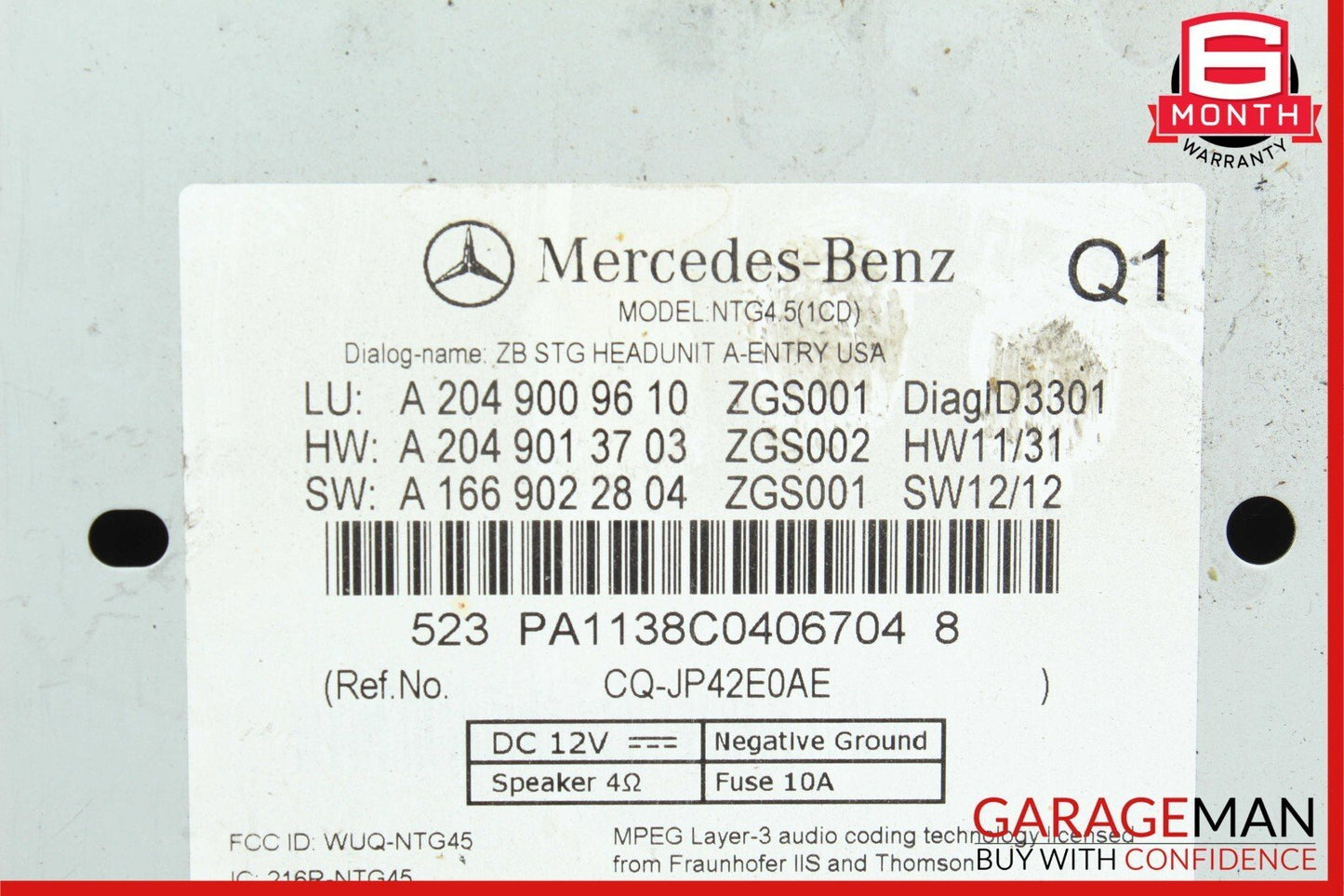 12-15 Mercedes W204 C250 C350 C63 AMG Navigation Command Head Unit CD Audio