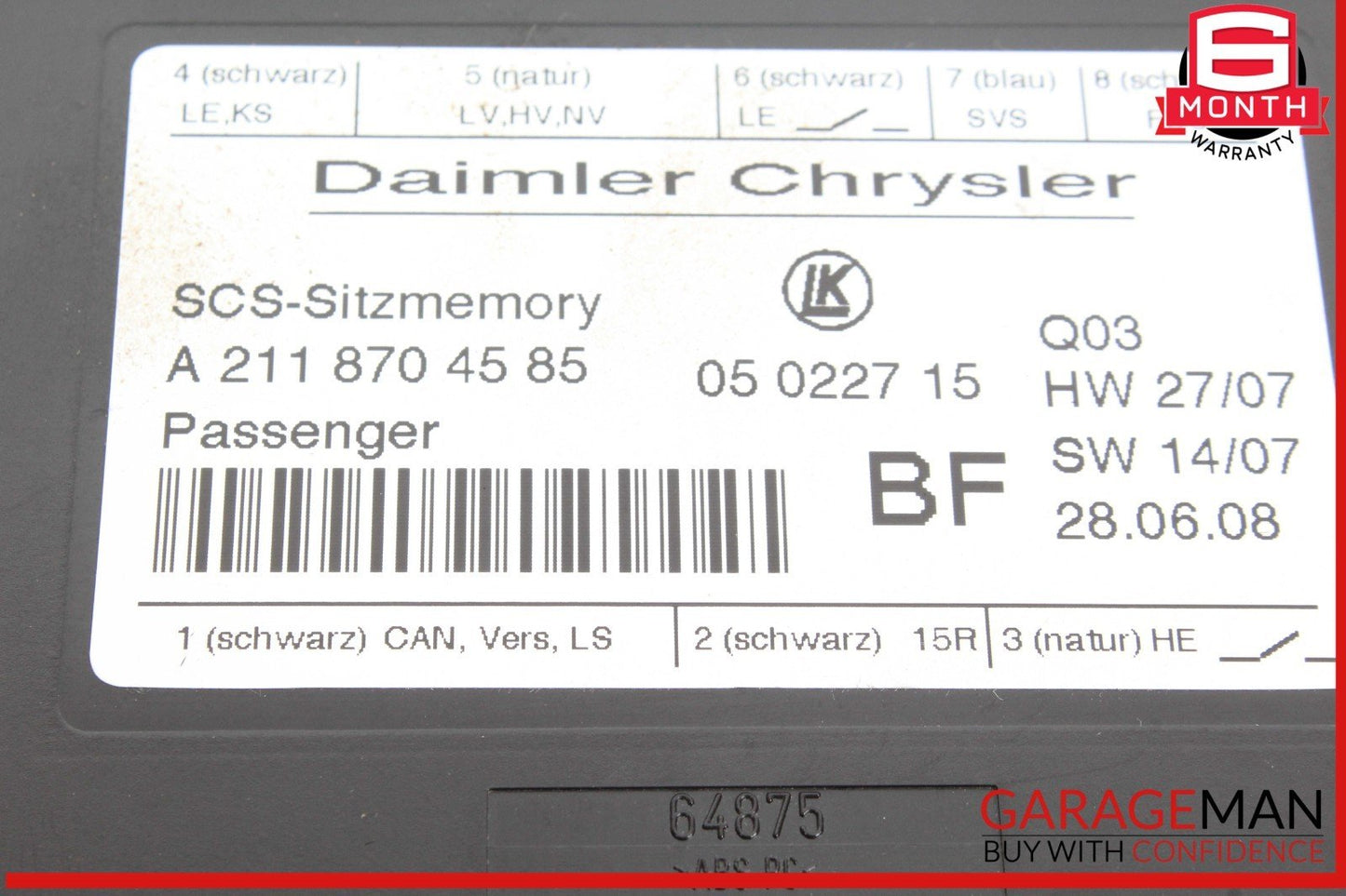 03-12 Mercedes W211 E550 E500 ML350 Front Right Seat Control Module OEM