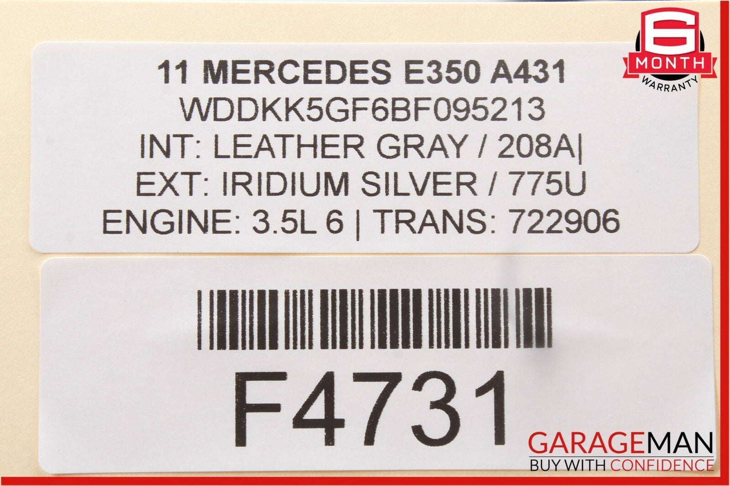 10-13 Mercedes W207 E350 E550 Front Right Side Sunvisor Sun Visor Shade Gray OEM