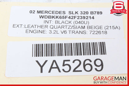 99-04 Mercedes R170 SLK320 Front Right Seat Belt Seatbelt Retractor Black