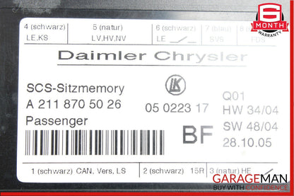 03-11 Mercedes W219 CLS500 E500 Under Seat Control Module Front Right Side OEM