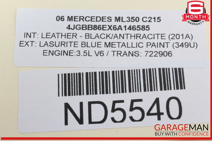 06-11 Mercedes W164 ML350 GL450 Headlight Control Switch Module Unit Black OEM