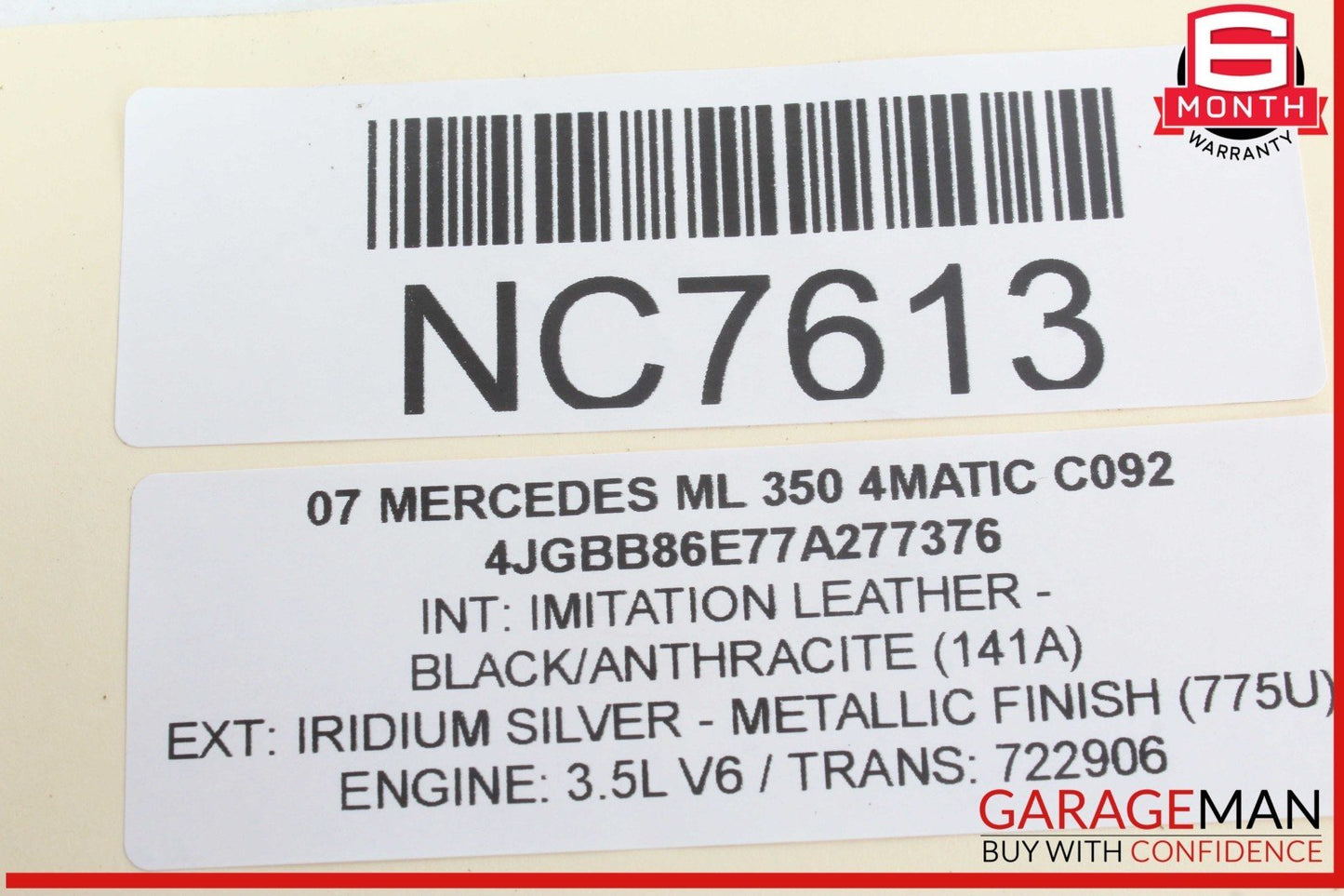 06-09 Mercedes W164 ML350 4MATIC Front Right Side Foglight Fog Light Trim Cover