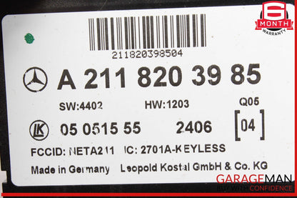 03-11 Mercedes W211 E63 AMG Keyless Go Entry Control Module 2118203985 OEM